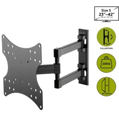 "Basic FULLMOTION TV Wall Mount (S) - Stunning Black Design for 23'' to 42'' TVs - Fully Movable Double Arm Joint for Ultimate V